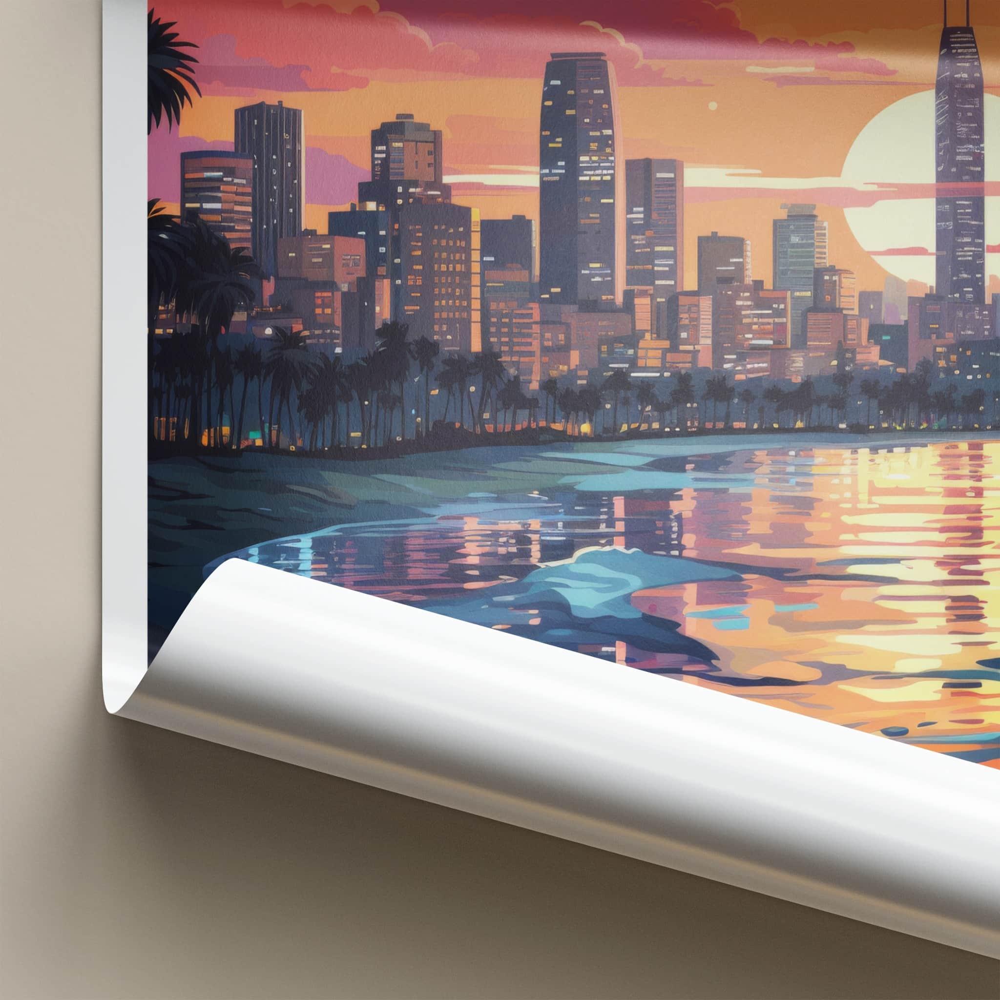 Tel Aviv Poster - Israel Travel Art - Vibrant City Sunset Home Decor