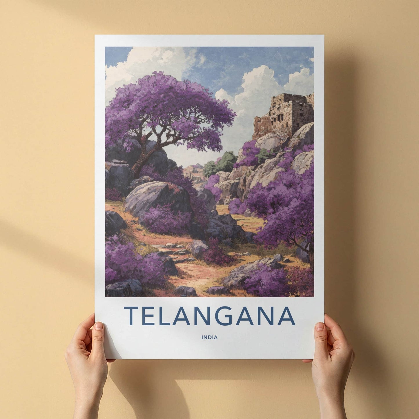 Telangana Poster India Purple Trees Fort Wall Decor