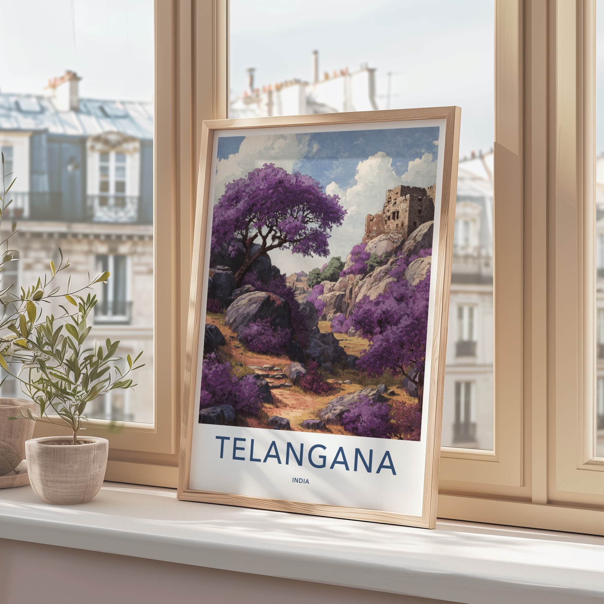 Telangana Poster India Purple Trees Fort Wall Decor