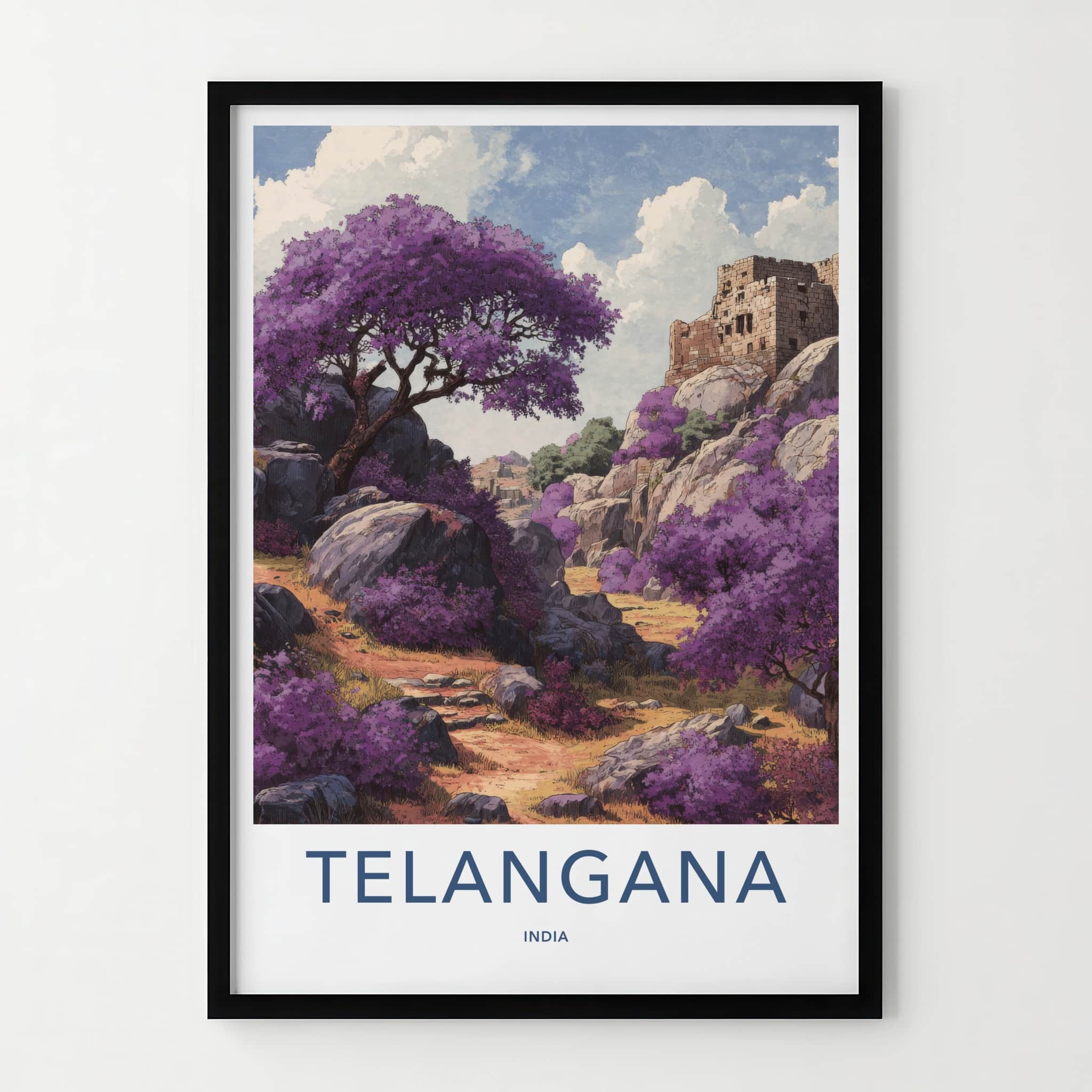 Telangana Poster India Purple Trees Fort Wall Decor