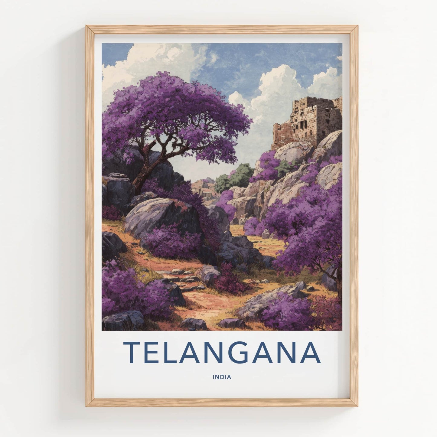 Telangana Poster India Purple Trees Fort Wall Decor