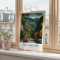 Telluride Poster - Colorado Art Print - Historic Street Waterfall Wall Decor