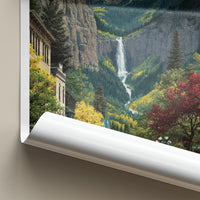 Telluride Poster - Colorado Travel Art - Autumn Mountain Waterfall Wall Decor