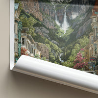 Telluride Poster - Colorado Travel Print - Mountain Waterfall Town Home Art