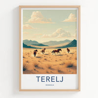 Terelj Poster - Mongolia Art Print - Wild Horses Steppe Wall Decor