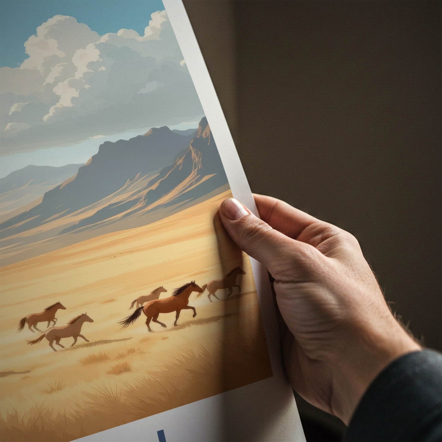 Terelj Poster - Mongolia Travel Art - Wild Horses Gallop Home Decor