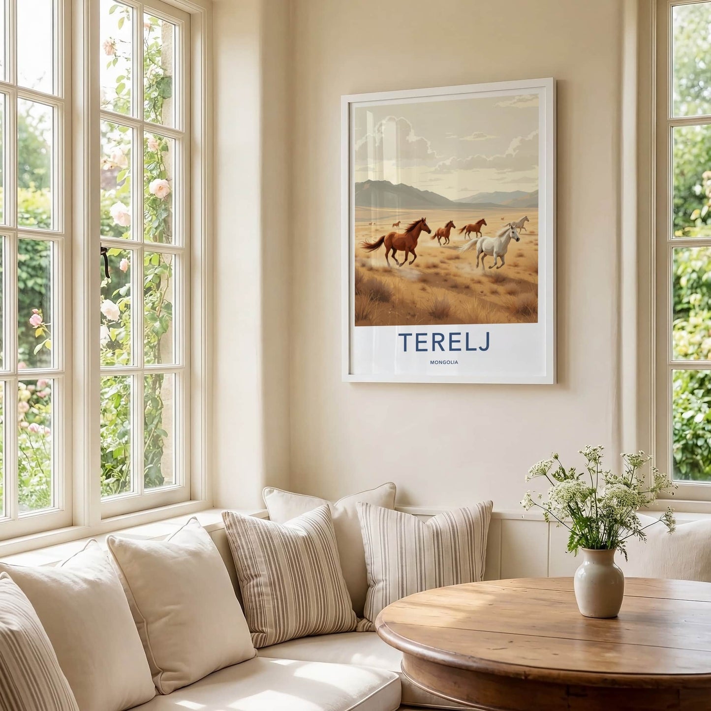 Terelj Poster - Mongolia Travel Art - Wild Horses Galloping Home Decor