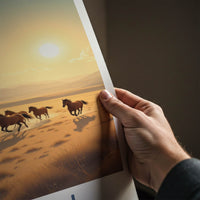 Terelj Poster - Mongolia Travel Art - Wild Horses Running Home Decor
