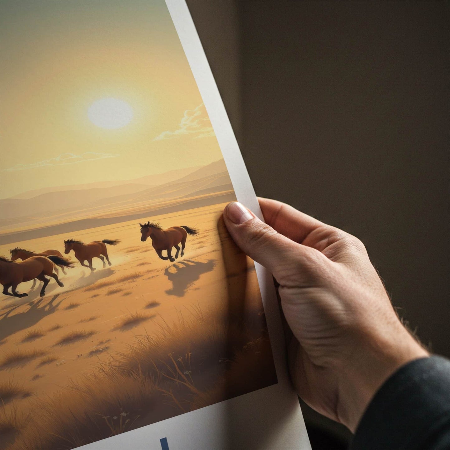 Terelj Poster - Mongolia Travel Art - Wild Horses Running Home Decor