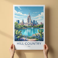 Texas Hill Country Poster - Texas Travel Print - State Capitol Lake Home Decor