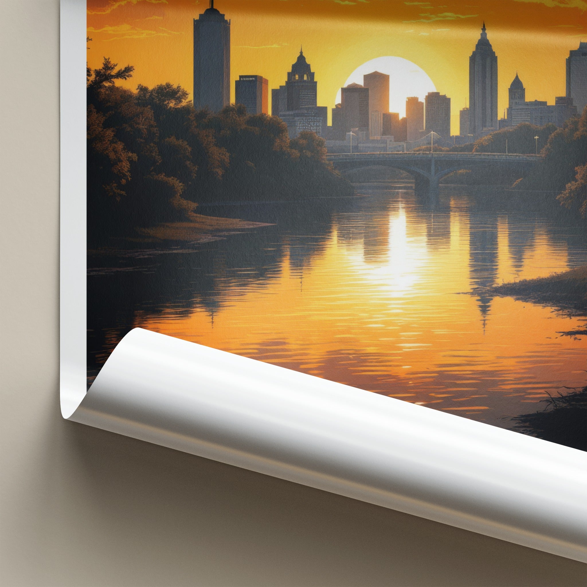 Texas Poster - Texas Art Print - Orange Sunset Reflection Home Decor