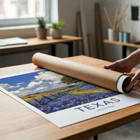 Texas Poster - Texas Travel Art - Bluebonnet Field Path Home Decor