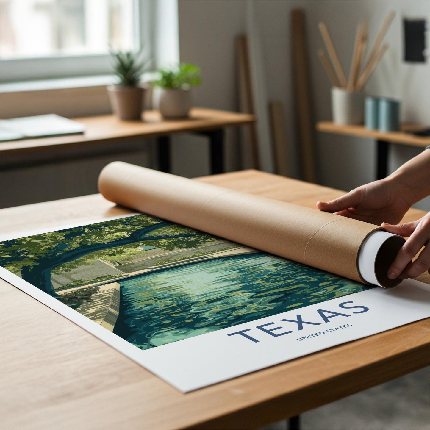 Texas Poster - Texas Travel Art - Shaded Water Feature Home Decor