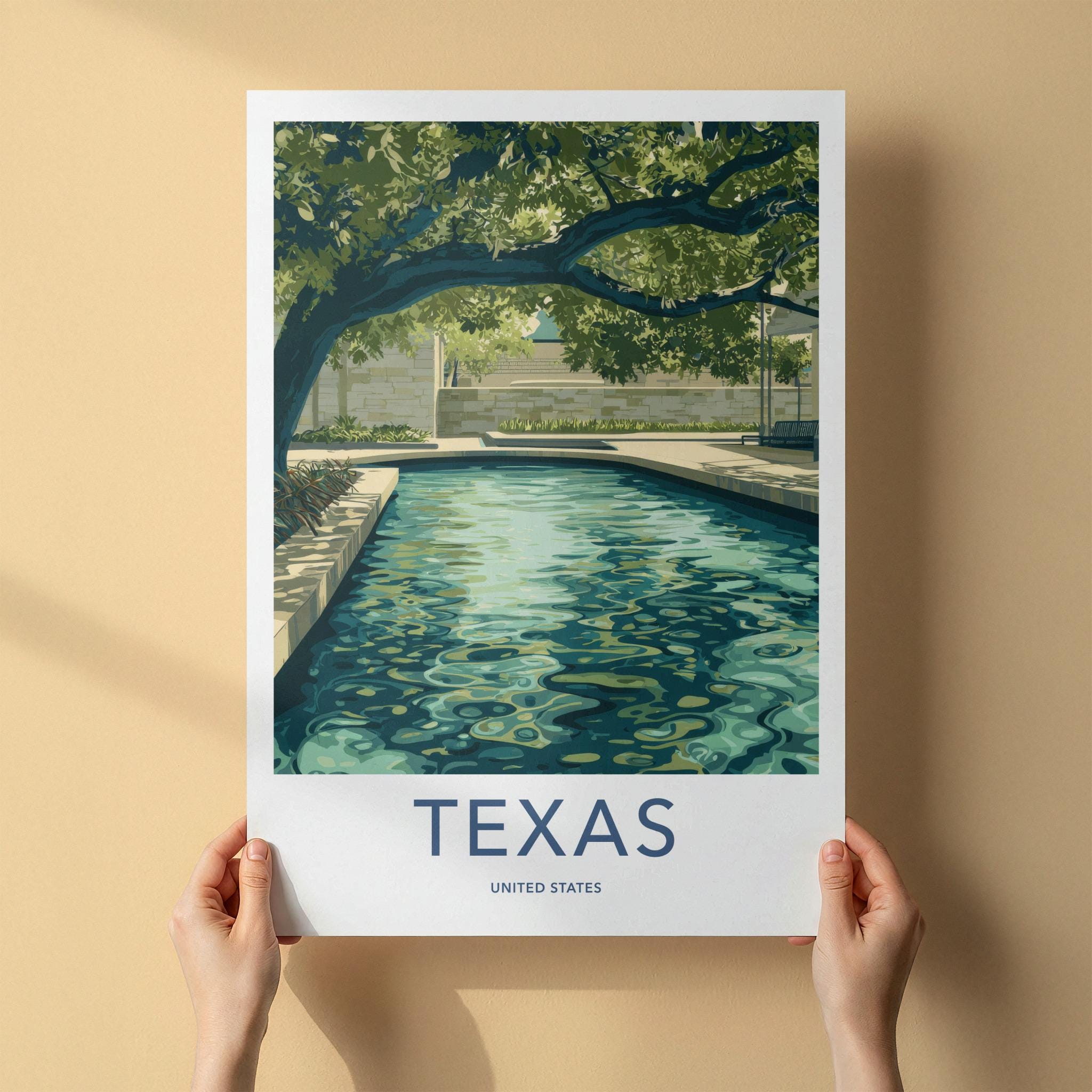 Texas Poster - Texas Travel Art - Shaded Water Feature Home Decor