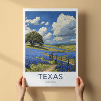 Texas Poster - Texas Wall Art - Bluebonnet Field Path Home Decor