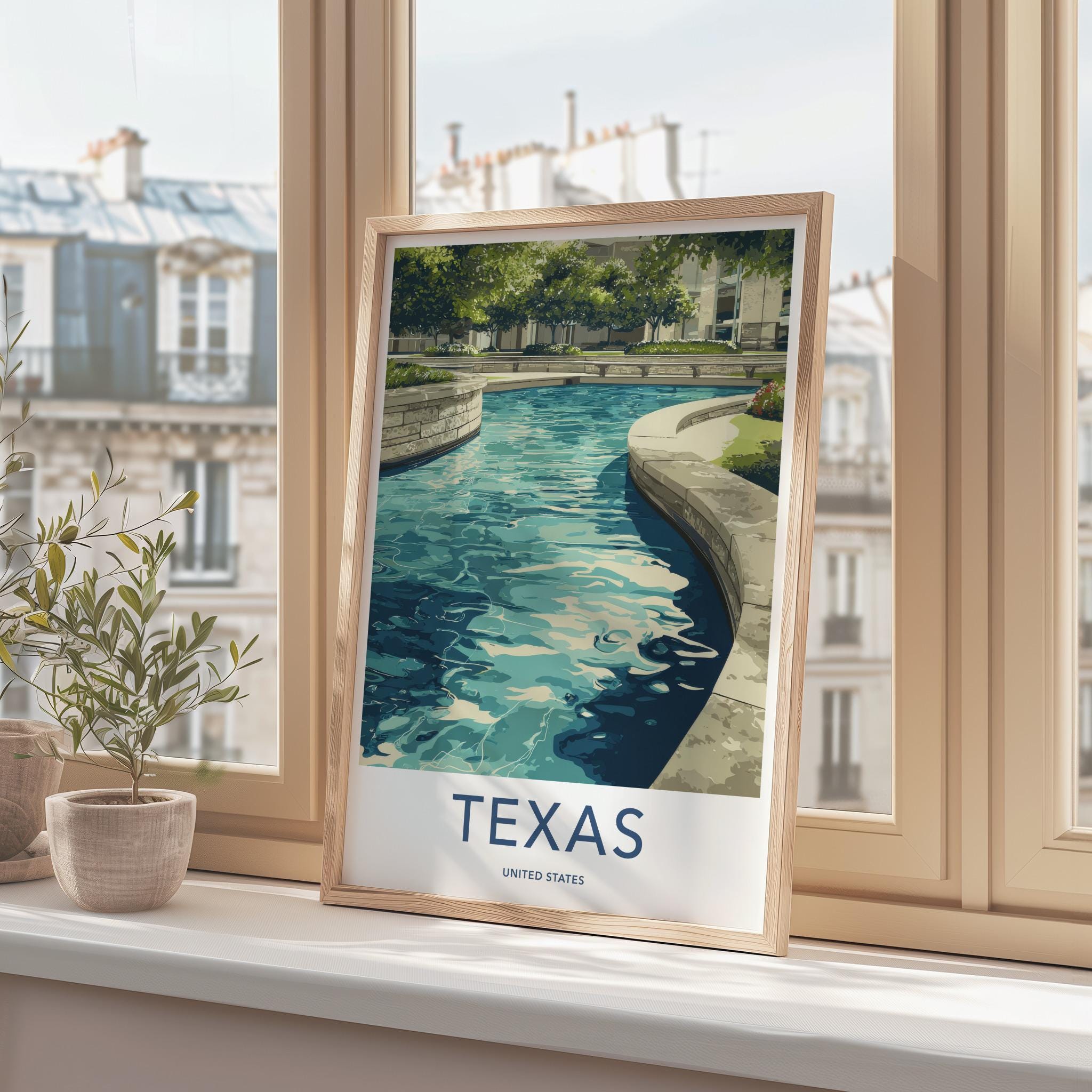 Texas Poster - Texas Wall Art - Vibrant Water Feature Home Decor