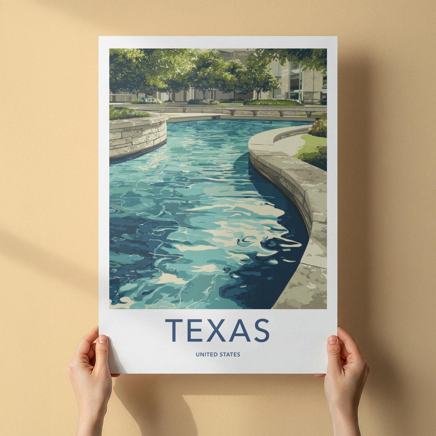 Texas Poster - Texas Wall Art - Vibrant Water Feature Home Decor