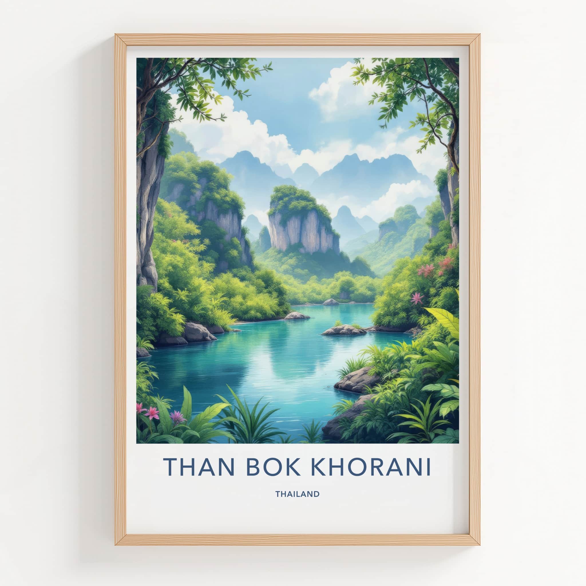 Than Bok Khorani Poster - Thailand Travel Art - Peaceful Green Lagoon Home Decor