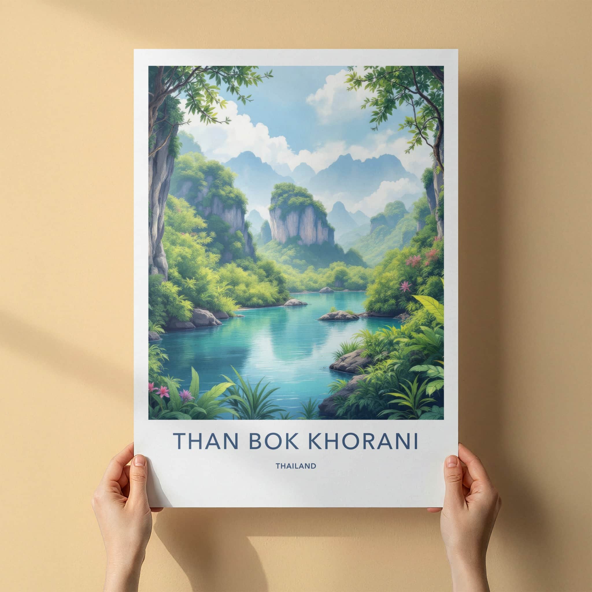 Than Bok Khorani Poster - Thailand Travel Art - Peaceful Green Lagoon Home Decor