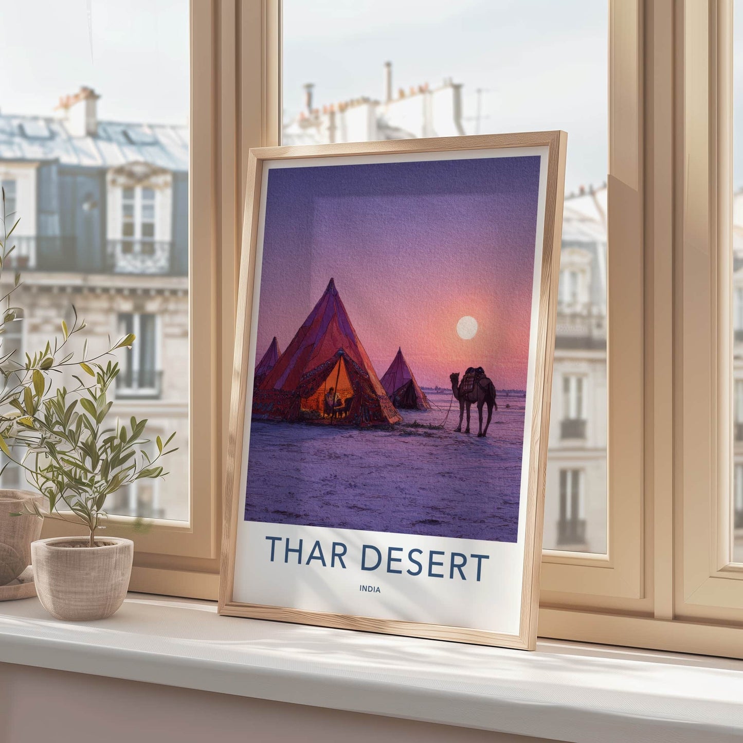Thar Desert Poster India Rajasthan Tents Camel Wall Art