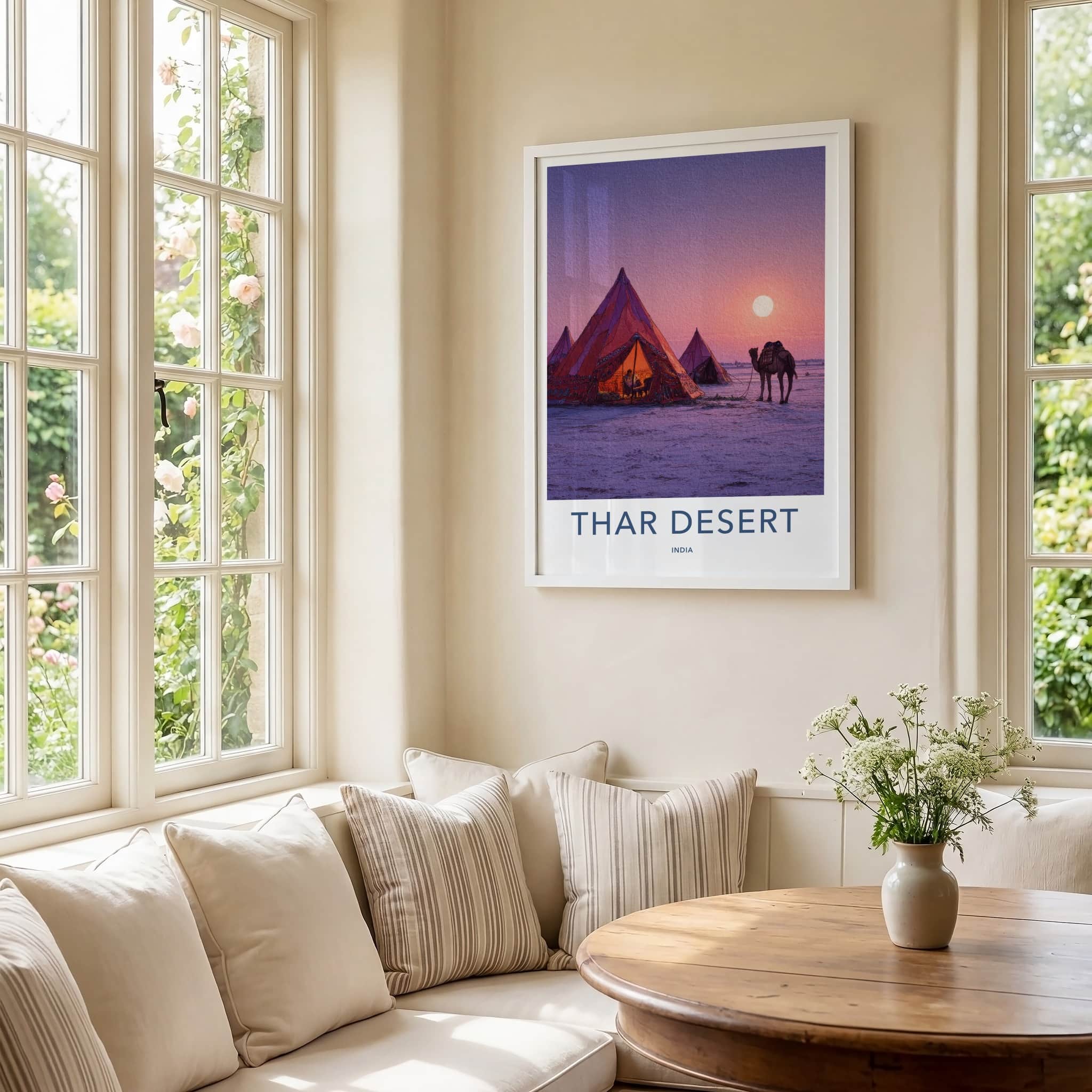 Thar Desert Poster India Rajasthan Tents Camel Wall Art