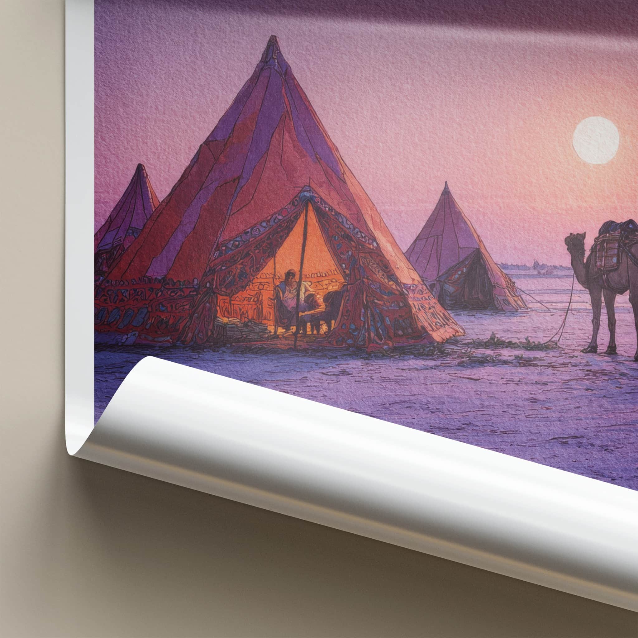 Thar Desert Poster India Rajasthan Tents Camel Wall Art