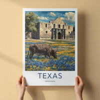 The Alamo Poster - Texas Framed Print - Historic Alamo Longhorn Lounge Decor