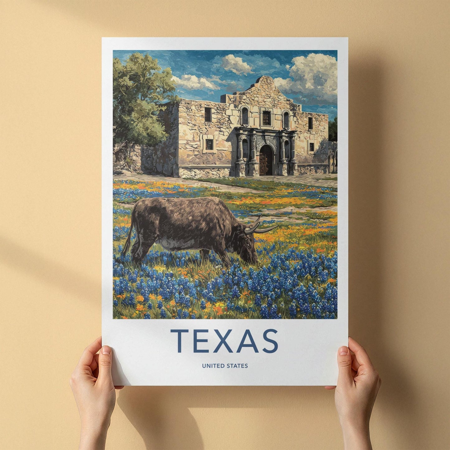 The Alamo Poster - Texas Framed Print - Historic Alamo Longhorn Lounge Decor