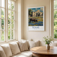 The Alamo Poster - Texas Framed Print - Historic Alamo Longhorn Lounge Decor