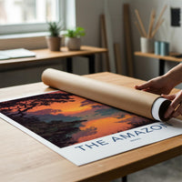 The Amazon Poster - Brazil Wall Art - Orange Jungle River Home Decor