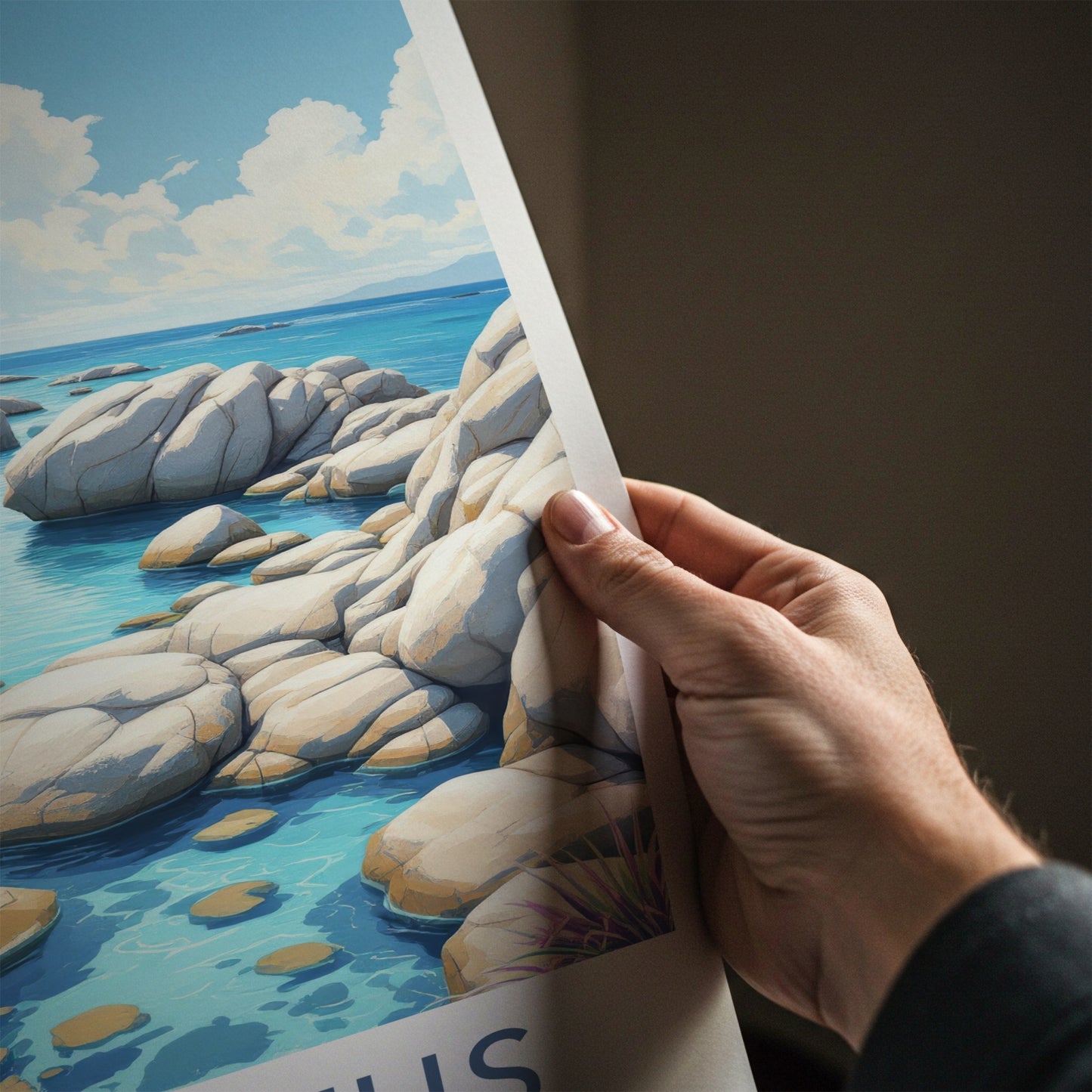 The Baths Poster - British Virgin Islands Travel Art - Clear Water Boulders Home Decor