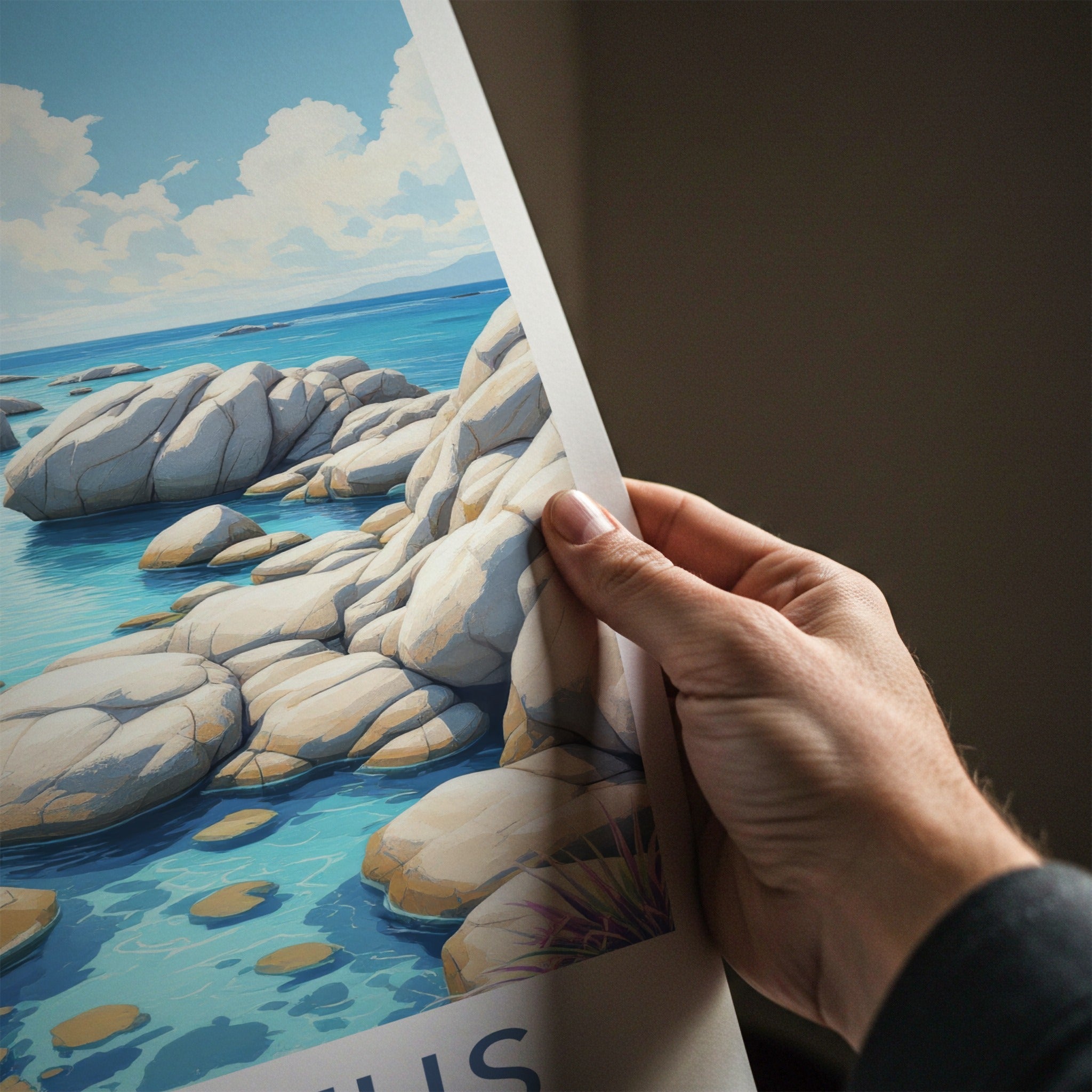 The Baths Poster - British Virgin Islands Travel Art - Clear Water Boulders Home Decor