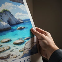 The Baths Poster - British Virgin Islands Travel Print - Boulders Caves Turquoise Wall Decor