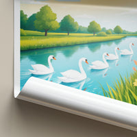 The Broads National Park Poster - United Kingdom Fine Art - River Swans Scenic Gift