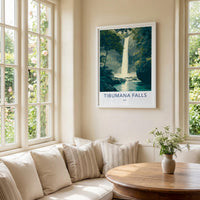 Tibumana Falls Poster - Indonesia Travel Art - Lush Jungle Waterfall Home Decor