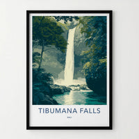 Tibumana Falls Poster - Indonesia Travel Art - Lush Jungle Waterfall Home Decor