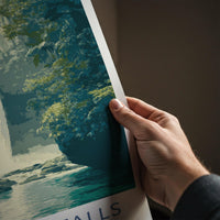 Tibumana Falls Poster - Indonesia Travel Art - Lush Jungle Waterfall Home Decor