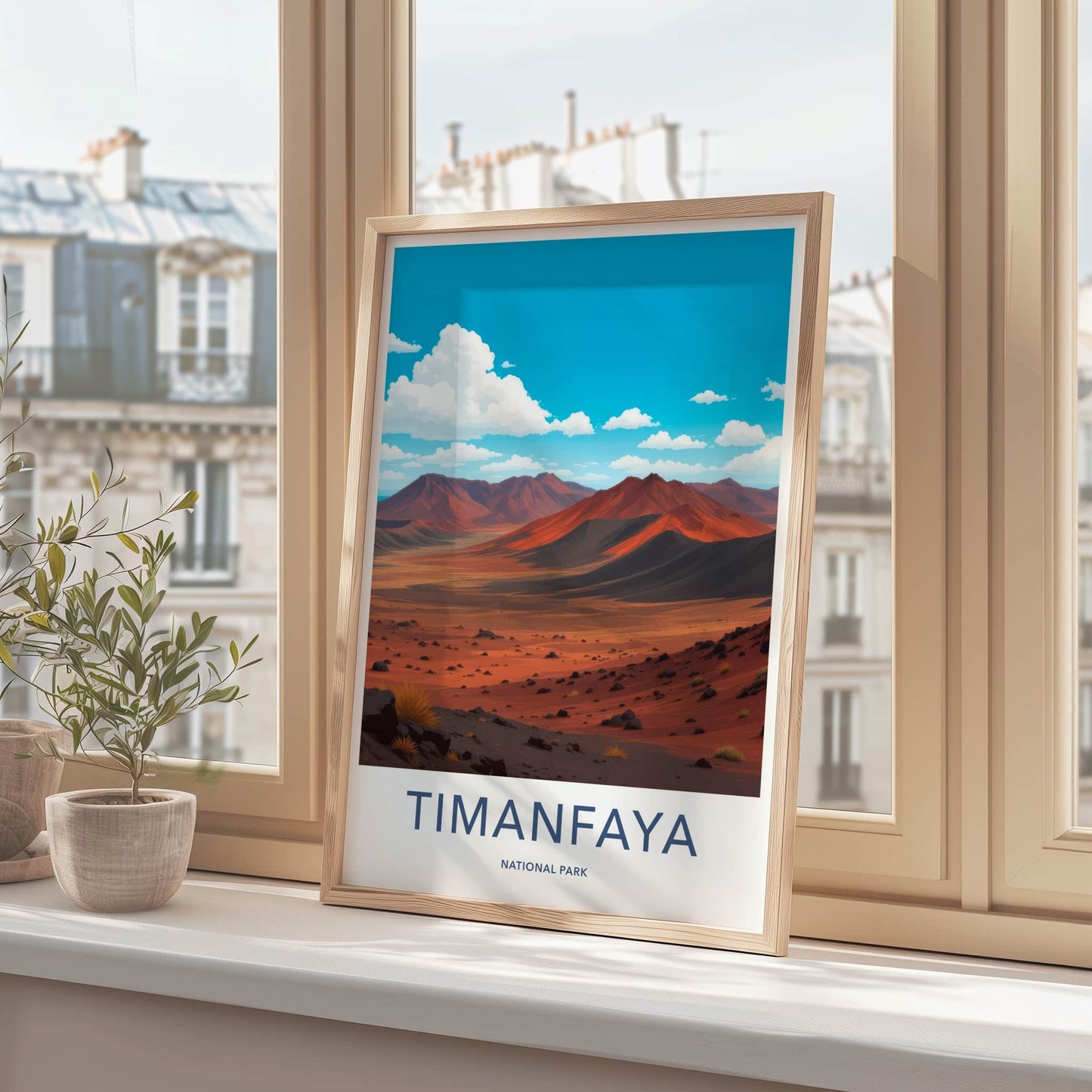 Timanfaya National Park Poster - Spain Travel Art - Red Mountain Desert Home Decor
