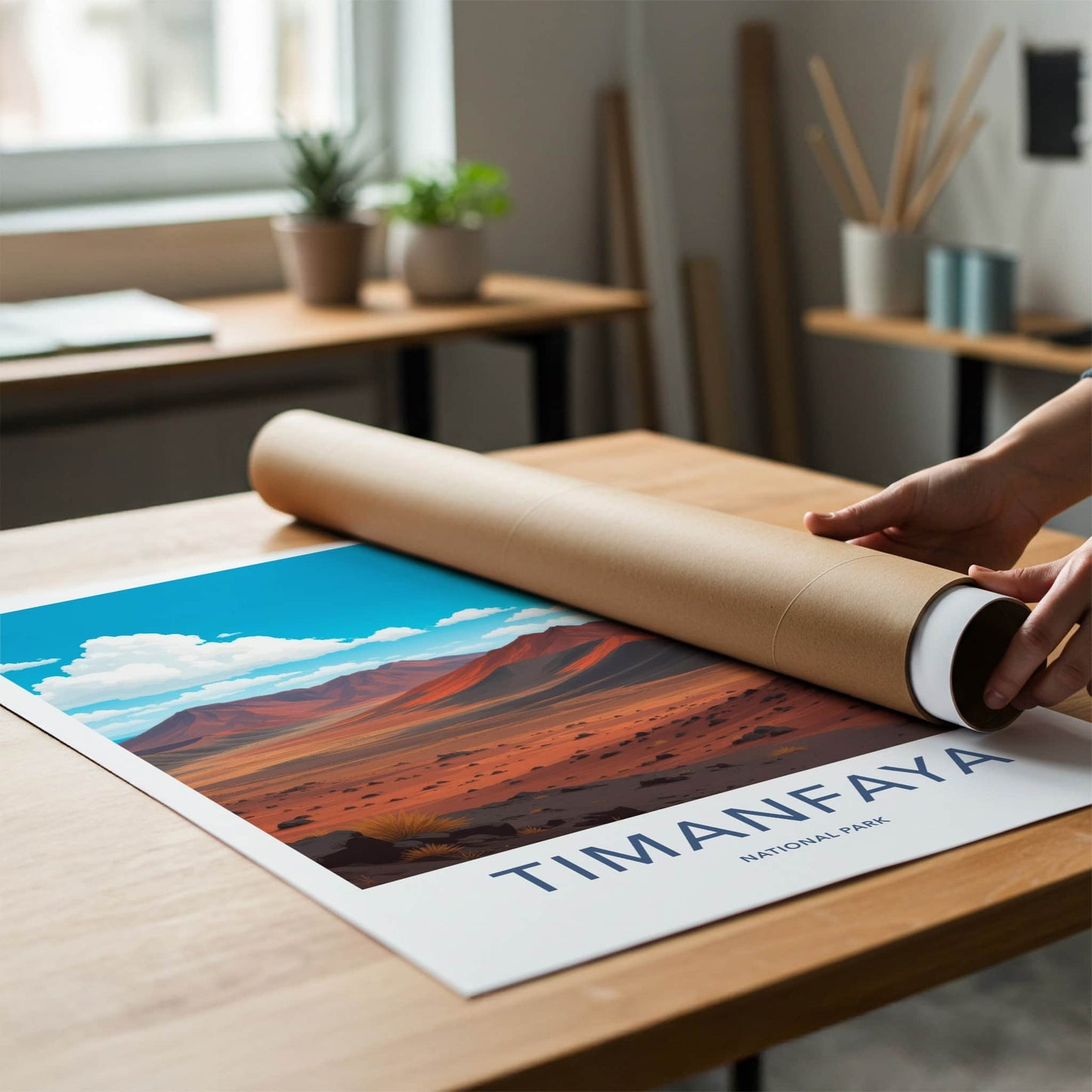 Timanfaya National Park Poster - Spain Travel Art - Red Mountain Desert Home Decor
