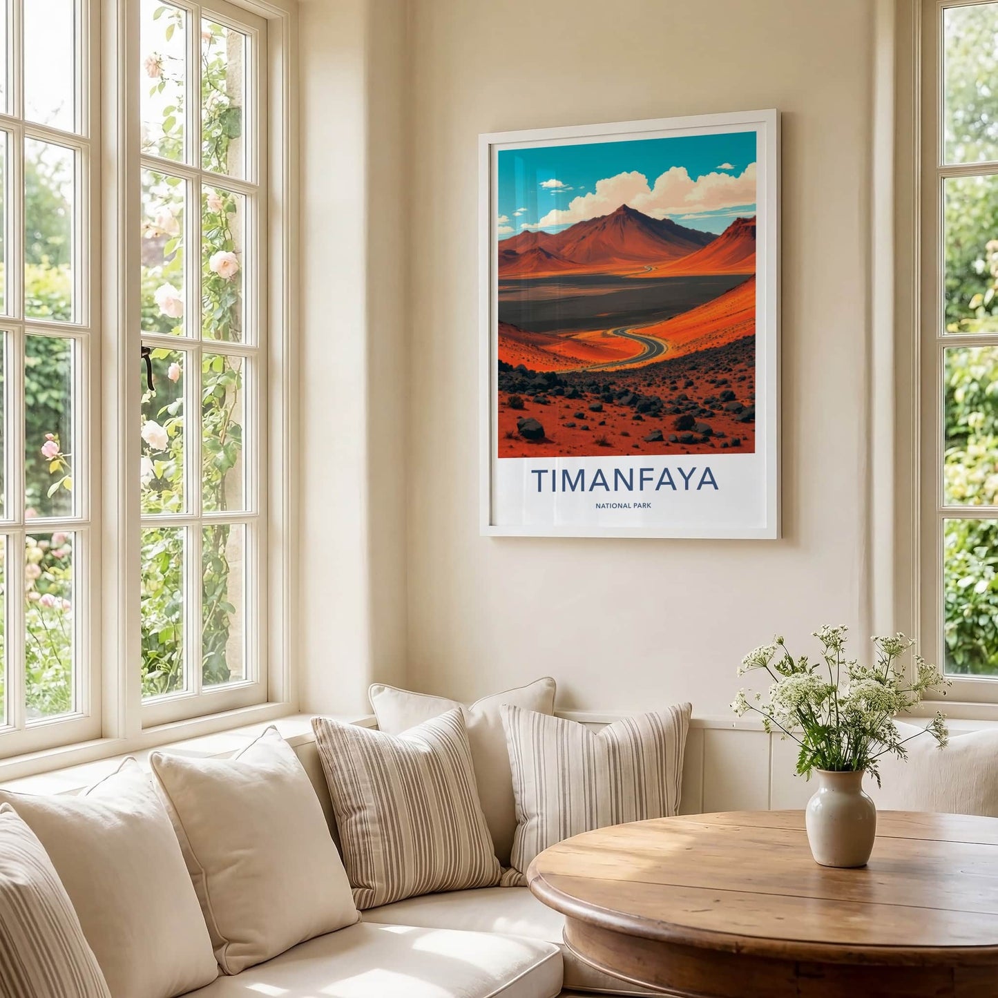 Timanfaya National Park Poster - Spain Travel Art - Winding Desert Road Home Decor