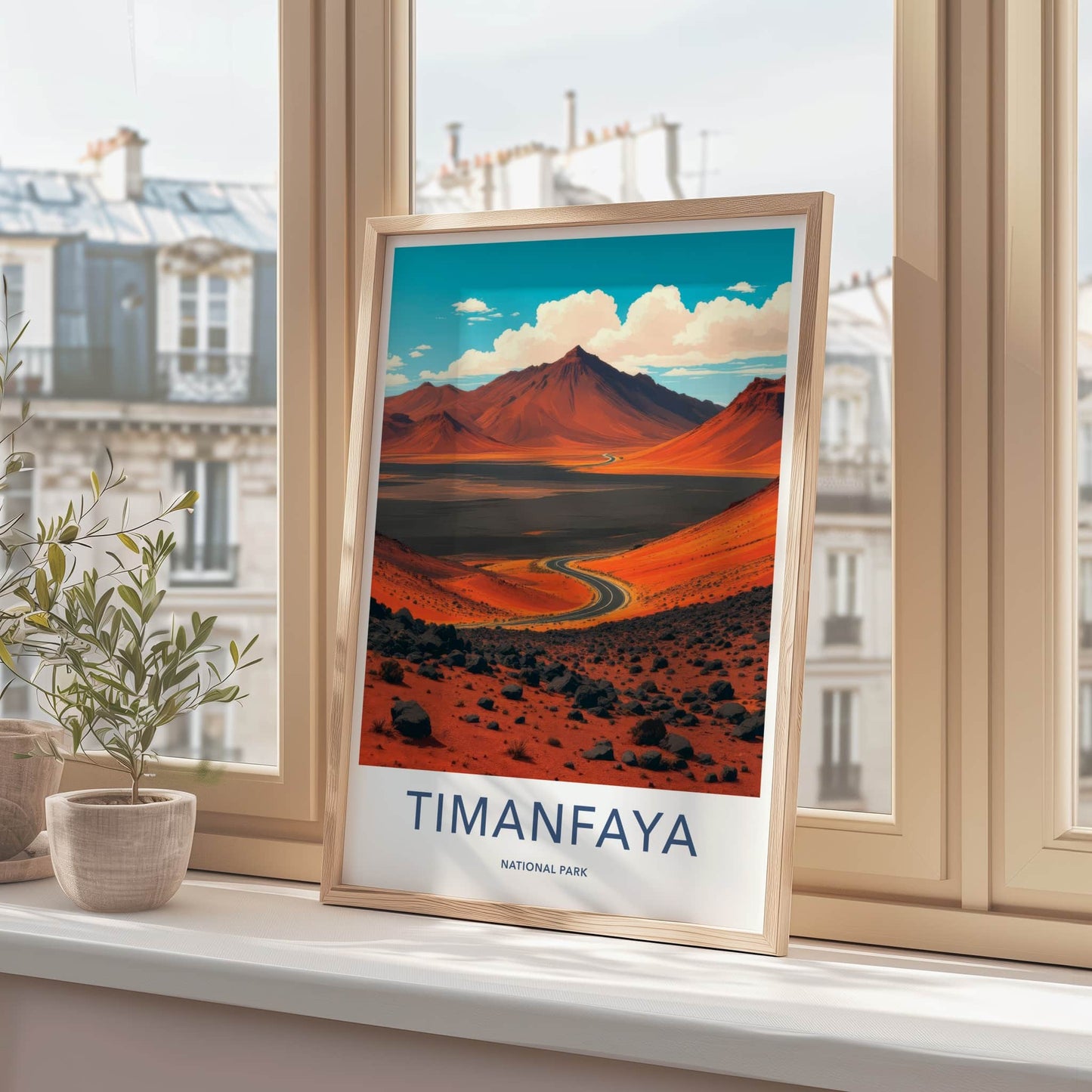 Timanfaya National Park Poster - Spain Travel Art - Winding Desert Road Home Decor