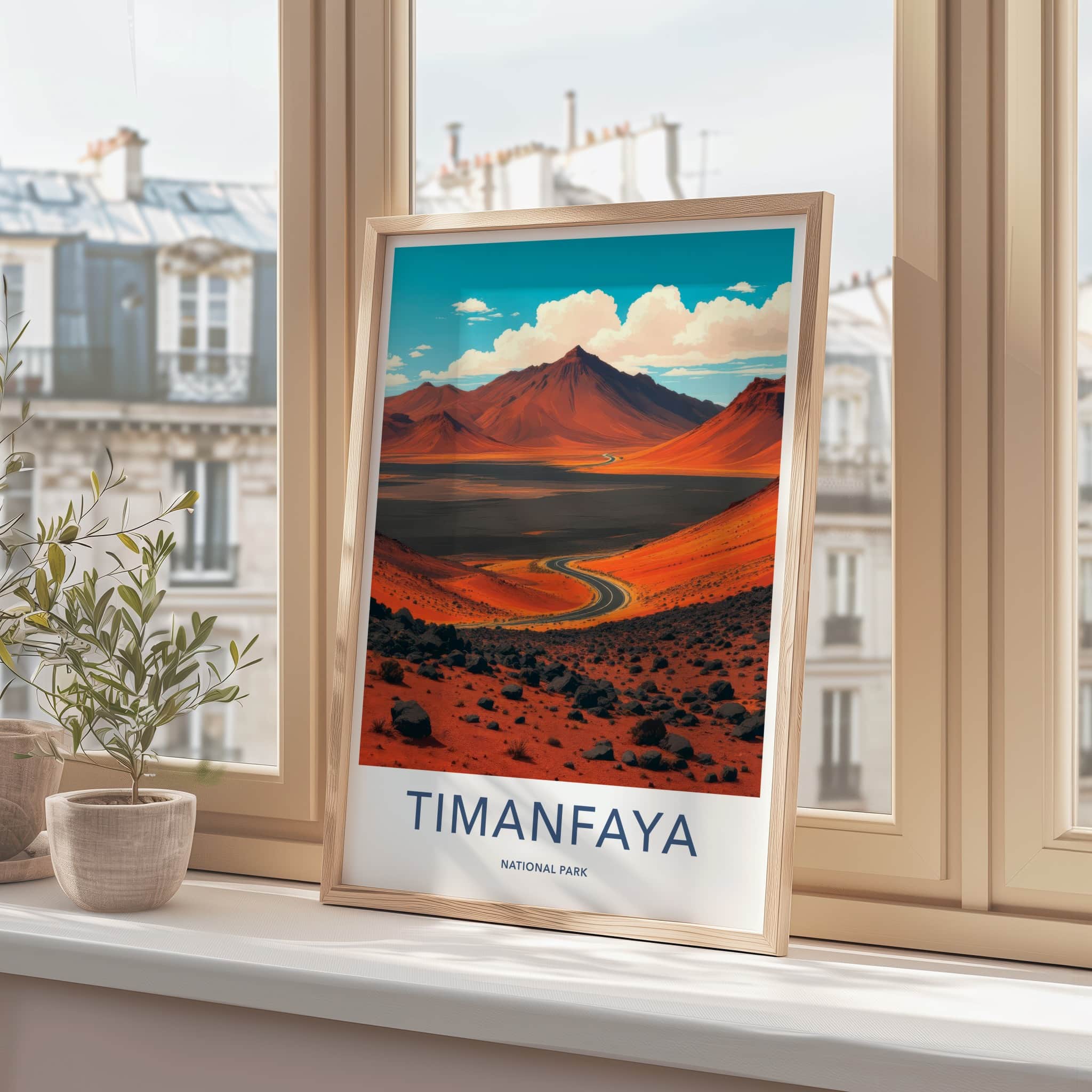 Timanfaya National Park Poster - Spain Travel Art - Winding Desert Road Home Decor