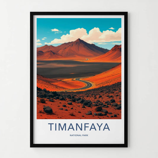 Timanfaya National Park Poster - Spain Travel Art - Winding Desert Road Home Decor