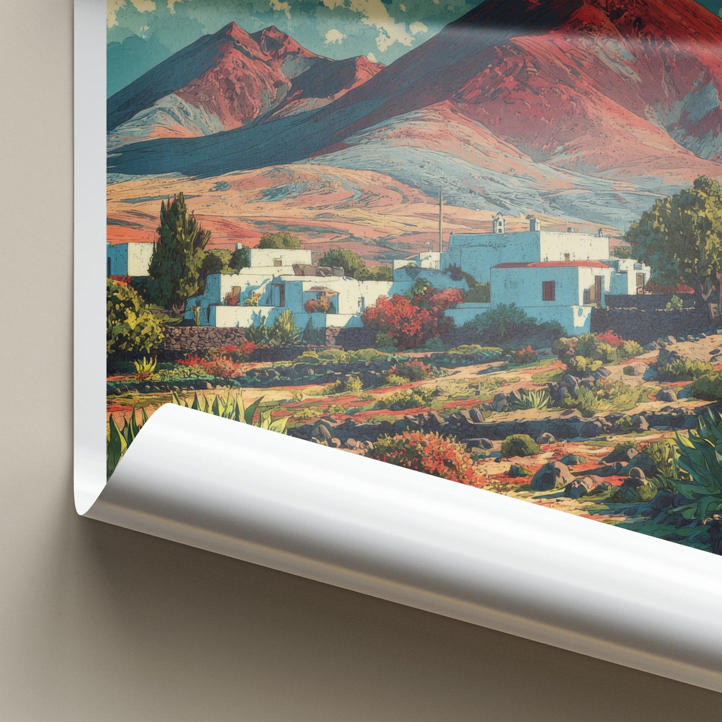 Timanfaya Poster - Spain Travel Art - Red Mountain Village Home Decor