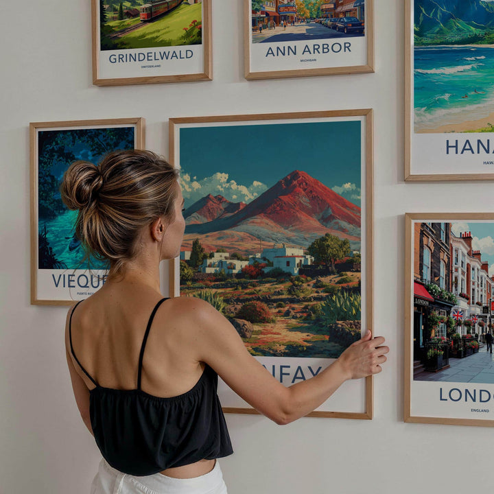 Timanfaya Poster - Spain Travel Art - Red Mountain Village Home Decor