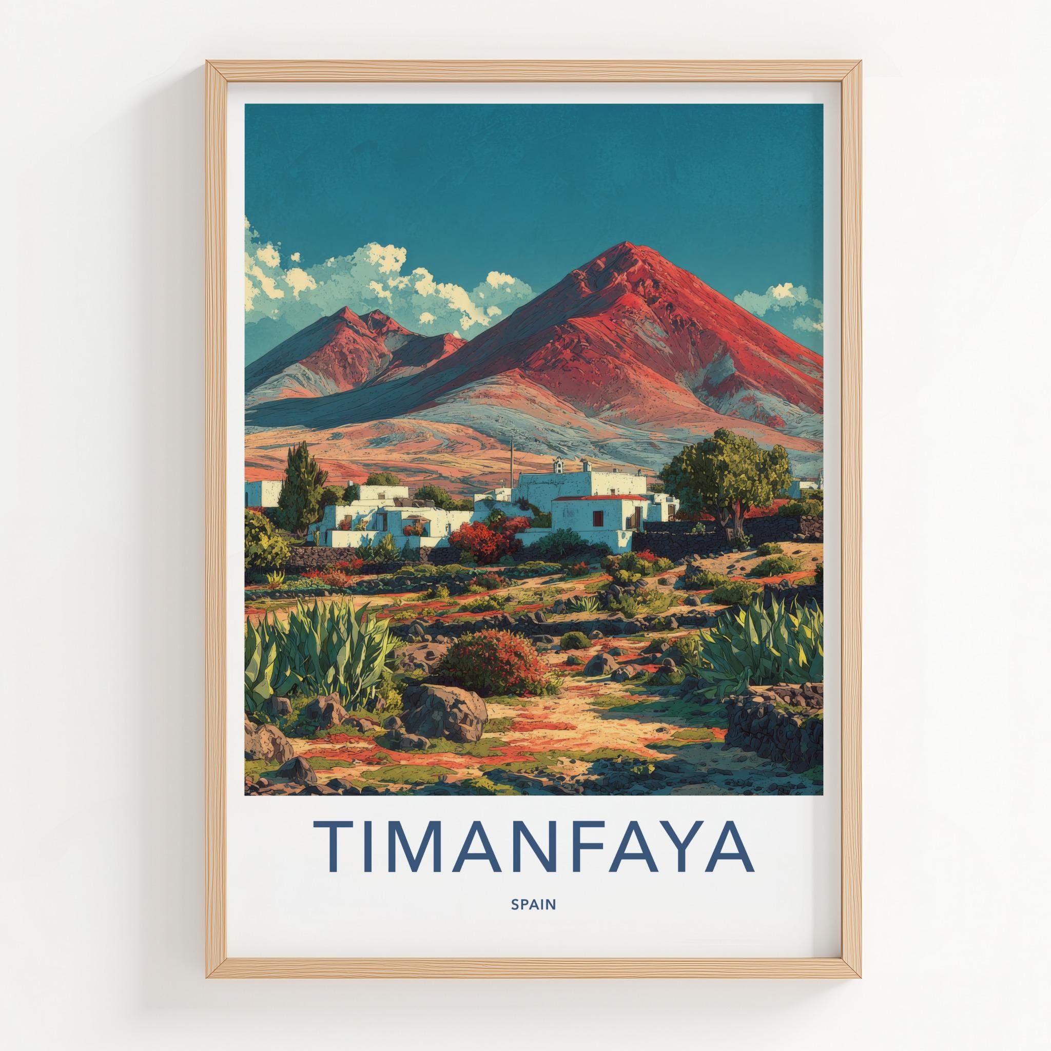 Timanfaya Poster - Spain Travel Art - Red Mountain Village Home Decor