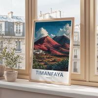Timanfaya Poster - Spain Travel Art - Volcanic Landscape Houses Home Decor