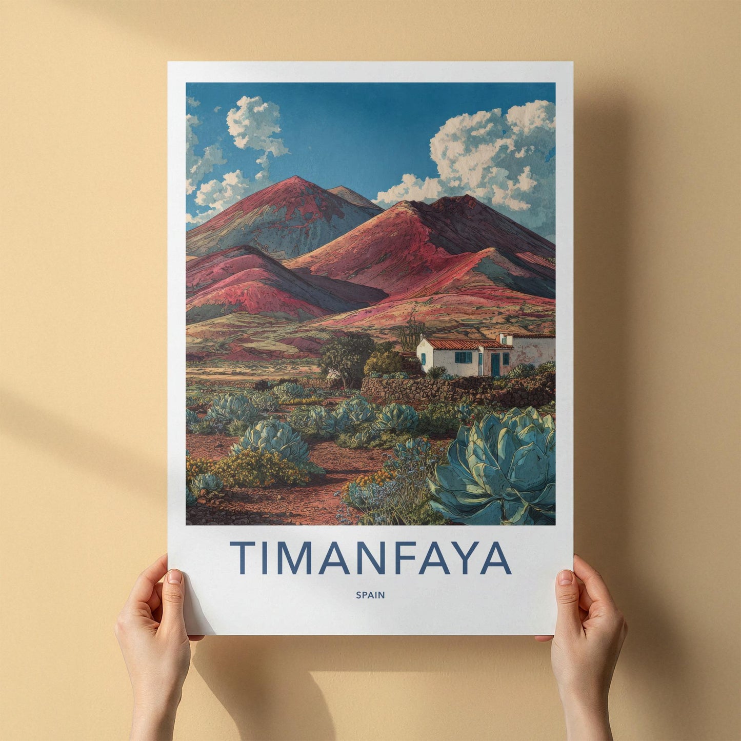 Timanfaya Poster - Spain Wall Art - Red Volcanic Landscape Home Decor