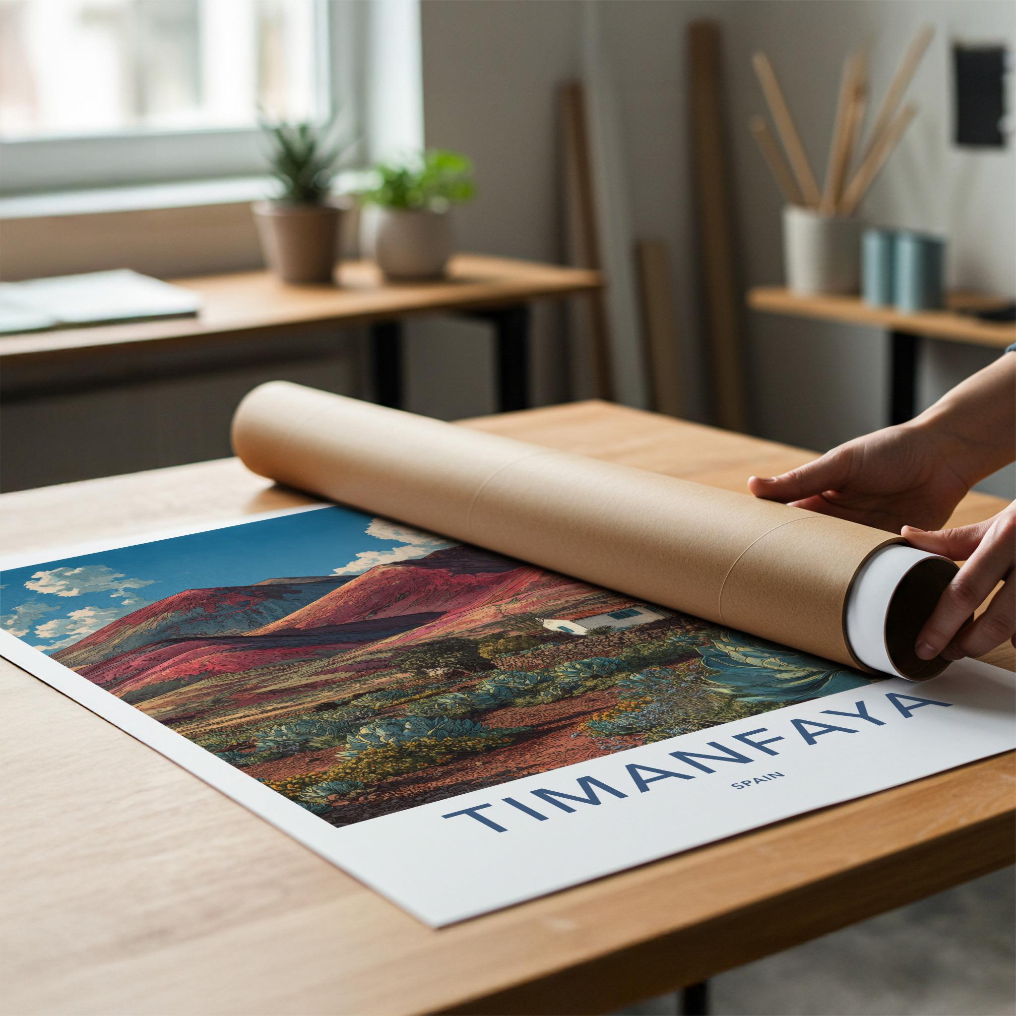 Timanfaya Poster - Spain Wall Art - Red Volcanic Landscape Home Decor
