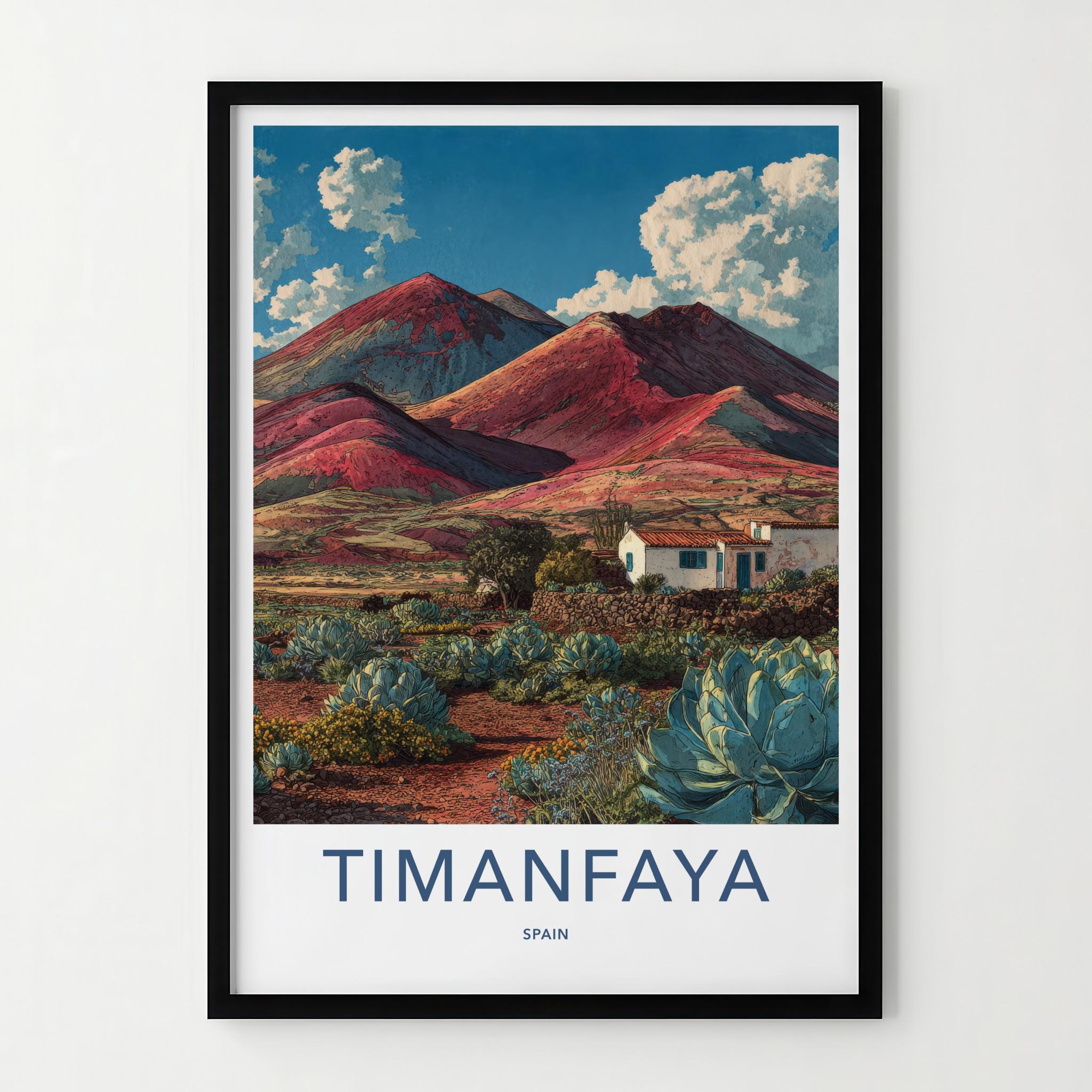Timanfaya Poster - Spain Wall Art - Red Volcanic Landscape Home Decor